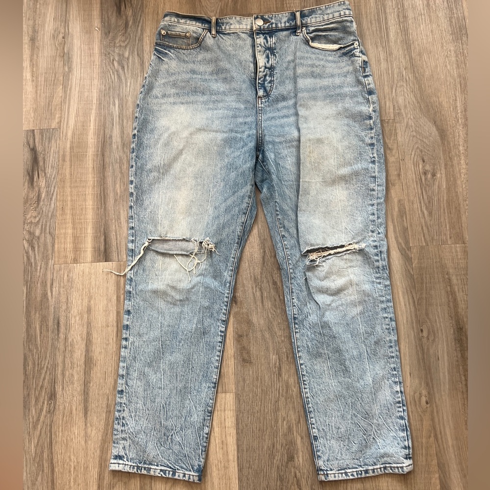 Loft distressed high rise boyfriend jeans petite